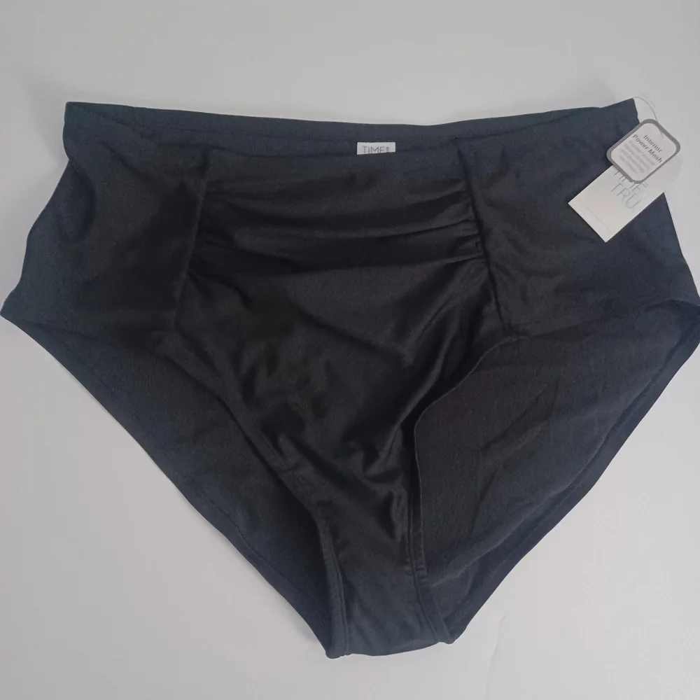 Time And Tru High Waist Slimming Swimsuit Bottom Black Sz 1X 16W 18W